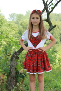 Czerwony krakowski komplet wiskozowy