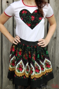 Czarna spódniczka damska folk mini à la Cleo wiskoza