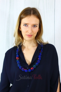 Folkowe korale szafirowe